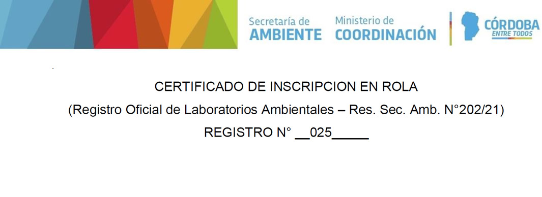 Certificado de inscripción en ROLA